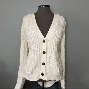 Propaganda Cream Button Up Cable Knit Cardigan XL